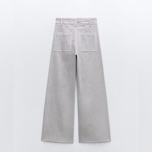 Zara The Patch Pockets Marine Straight Jeans – Washed Light Grey – US 4